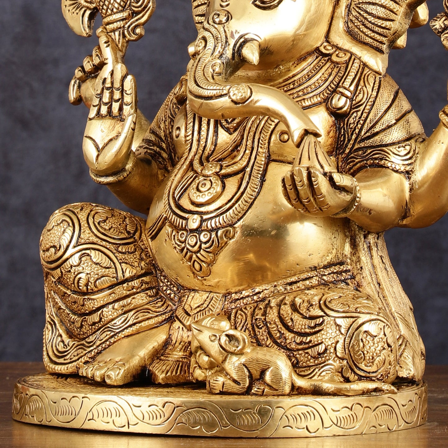 Exquisite 11 Inch Handcrafted Brass Lord Ganesha Murti Idol