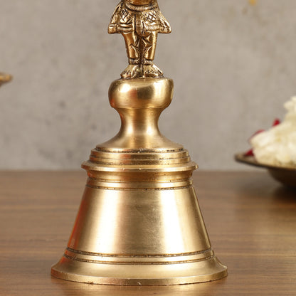 Pure Brass Hanuman and Garuda Handbell - 6.5 in Height