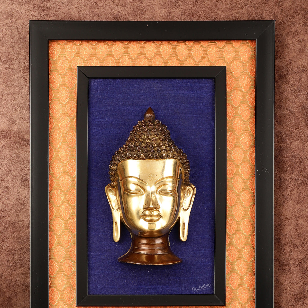 Wooden Wall fashion Frame Brass Buddha Mask