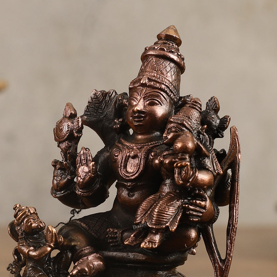 Pure Copper Ramar Sita Hanuman Idol - 3.5 in Height