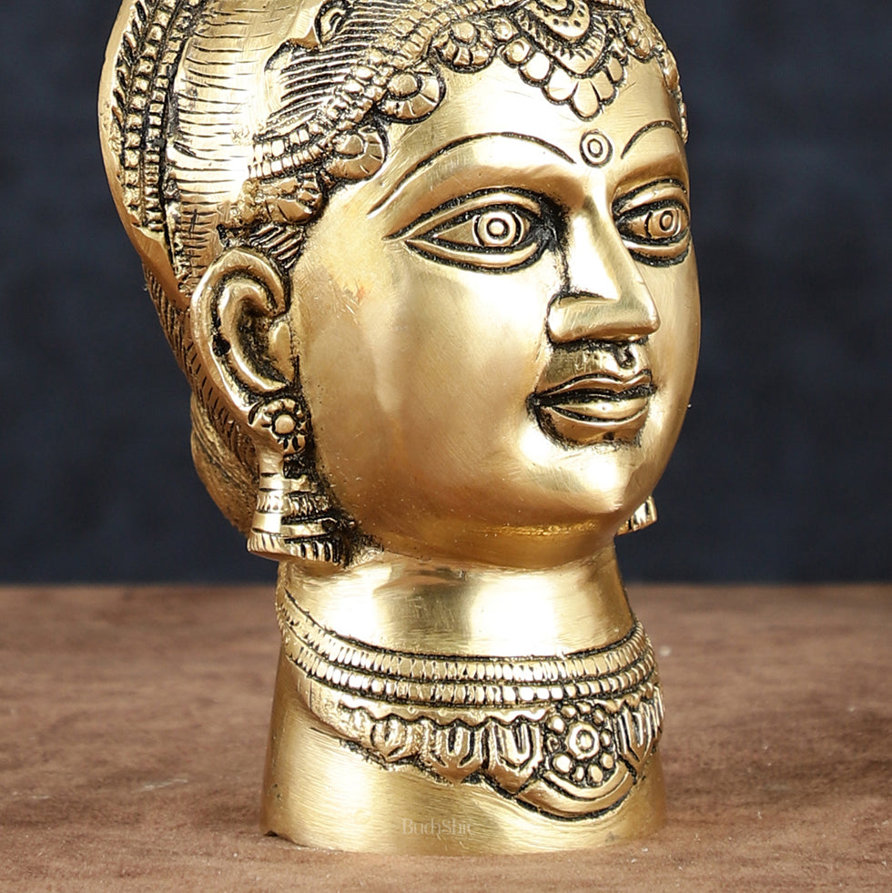 Brass Goddess Parvati Gauri Face Statue | Beautiful Features | 7