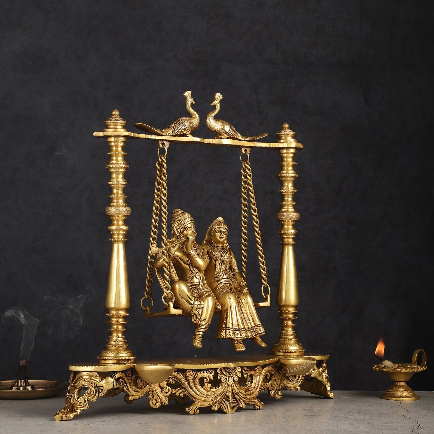 Pure Brass Radha Krishna Swing Jhoola 16"