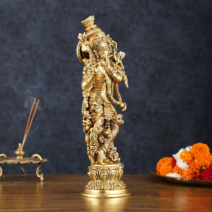 Superfine Brass Lord Krishna Idol Original statue - 14 inch