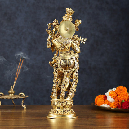 Superfine Brass Lord Krishna Idol Original statue - 14 inch