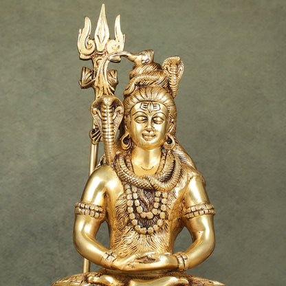 Handcrafted Brass Lord Shiva in meditation Statue  | Height 10.5 "