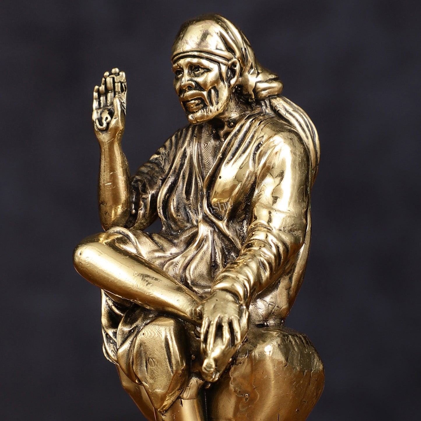 Brass Superfine Sai Baba Idol - Intricately Carved Statue 4 inch