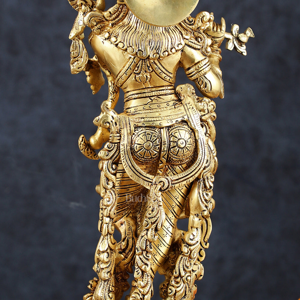 Superfine Brass Lord Krishna Idol Original statue - 14 inch