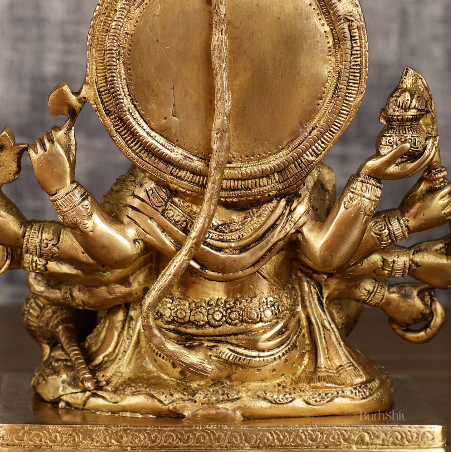 Pure Brass Superfine Panchmukhi Hanuman Blessing Statue - 10 inch antique finish