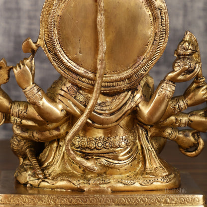 Pure Brass Superfine Panchmukhi Hanuman Blessing Statue - 10 inch antique finish