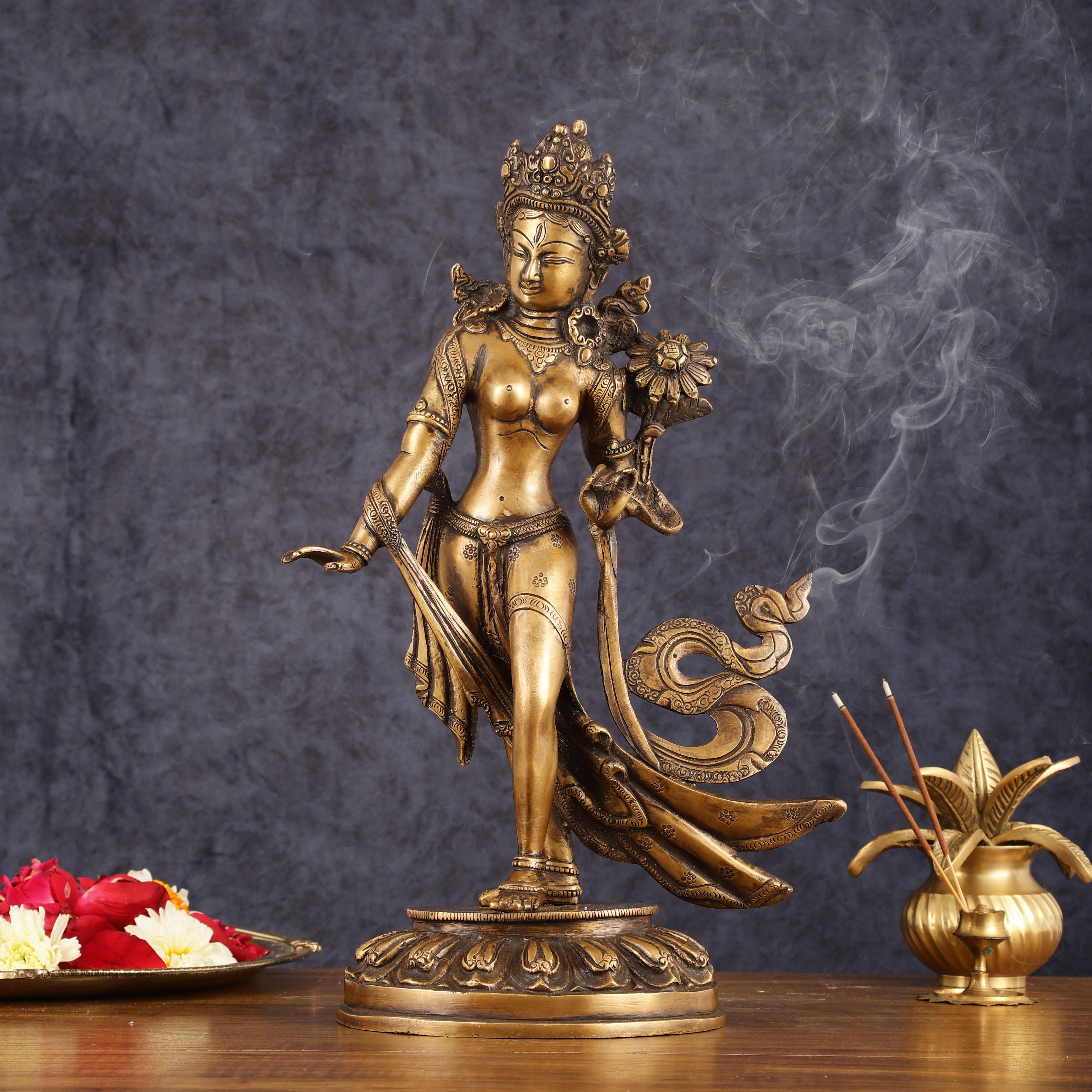 Tara statue 15.5 cm | hindu deity idol | spritual altar sacred space decor | brass metal hotsell murti