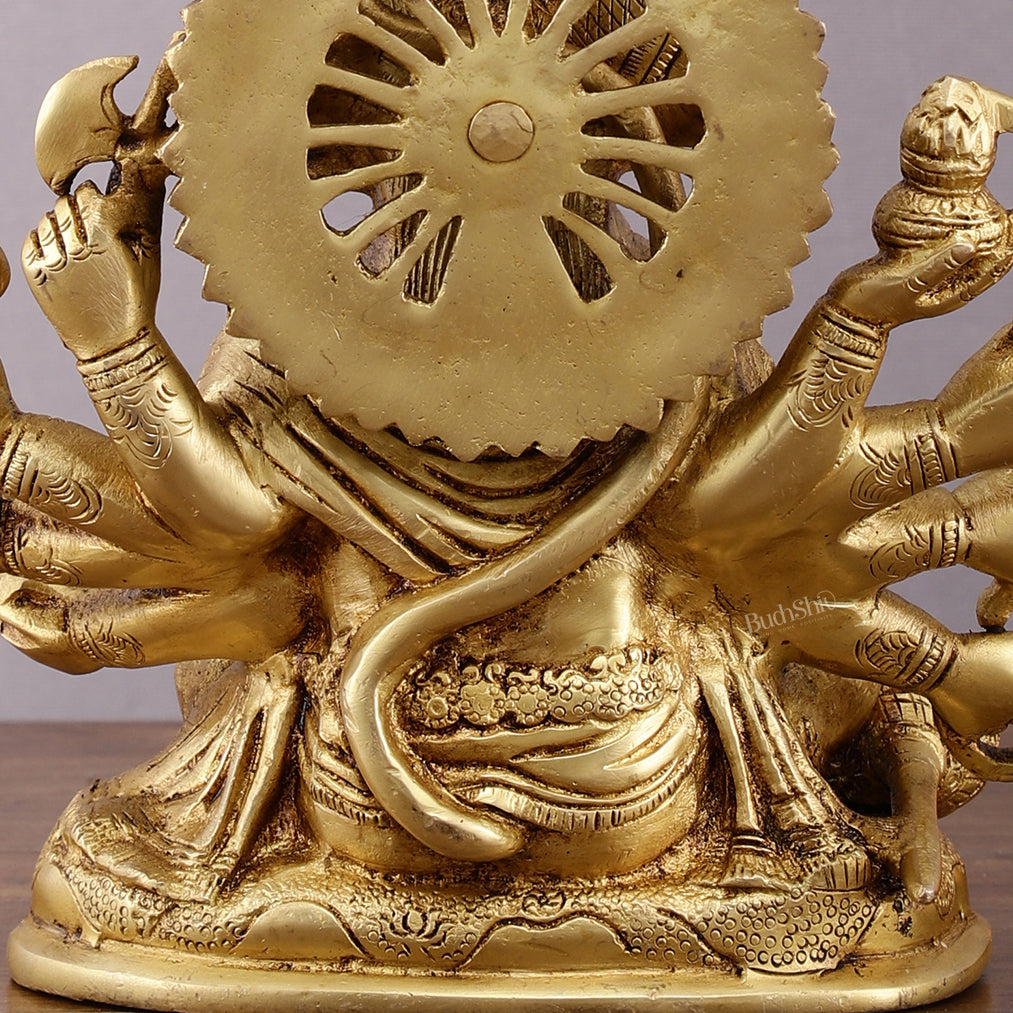 Pure Brass Superfine Panchmukhi Hanuman Statue - 8" Divine Protection and Strength