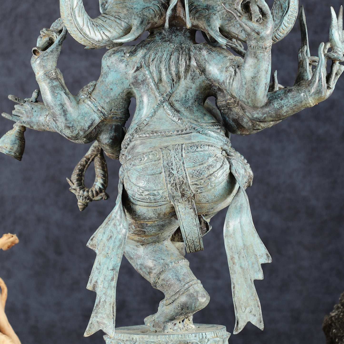 Indonesian Bronze Three-Headed Dancing Ganesha Statue with Eight Arms | 20"