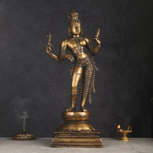 Antique Touch Ardhanareshwara Shiv Parvati Brass Idol 23"