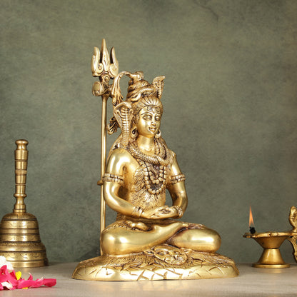 Handcrafted Brass Lord Shiva in meditation Statue  | Height 10.5 "