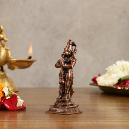 Pure Copper Anjaneya Hanuman Standing Namaskar Idol - 4 in Height