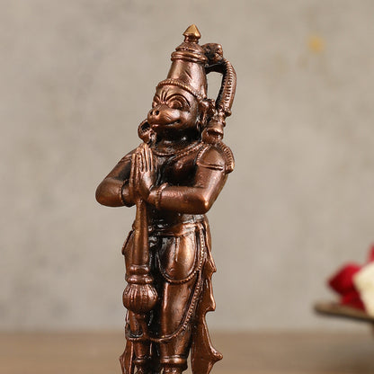 Pure Copper Anjaneya Hanuman Standing Namaskar Idol - 4 in Height