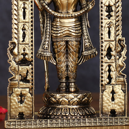 Brass Intricately Carved Ram Lalla Idol - Inspired by Ayodhya Temple, 8" Tall