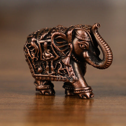 Pure Copper miniature Elephant Idol Pair | 1 Inch Height |