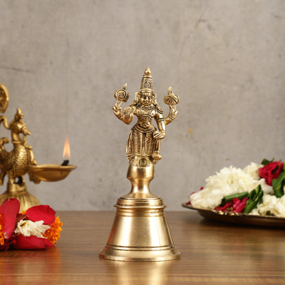 Pure Brass Lord Vishnu Hand Bell - 6.5 in Height