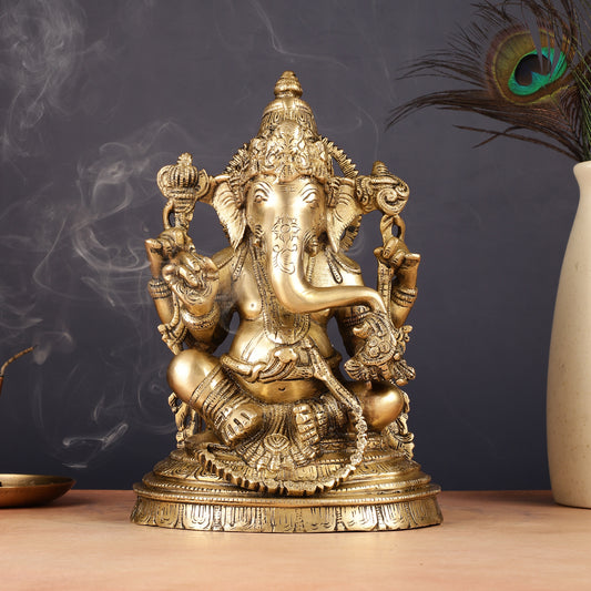 Pure Brass Lord Ganesha Statue 10" finely crafted