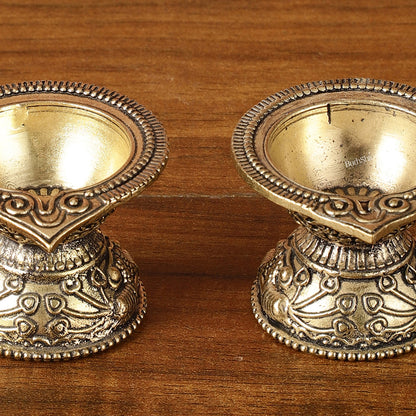 Brass Small Diyas for Home Temple Pair | 1.5 Inch Height