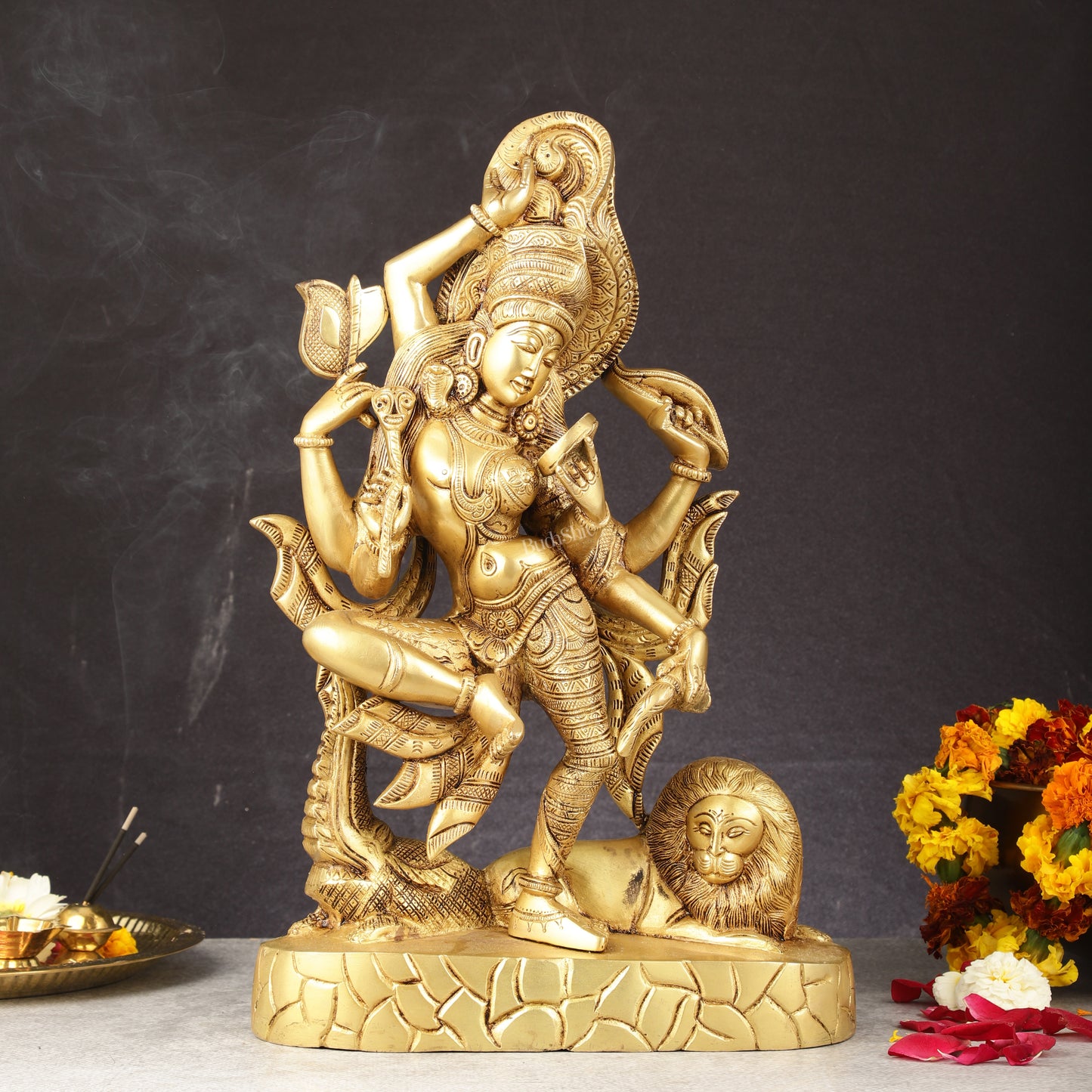 Sacred Pure Brass Dancing Ardhanarishwara Statue | Shiv Shakti as One | 16.5"