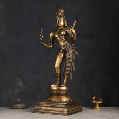 Antique Touch Ardhanareshwara Shiv Parvati Brass Idol 23"