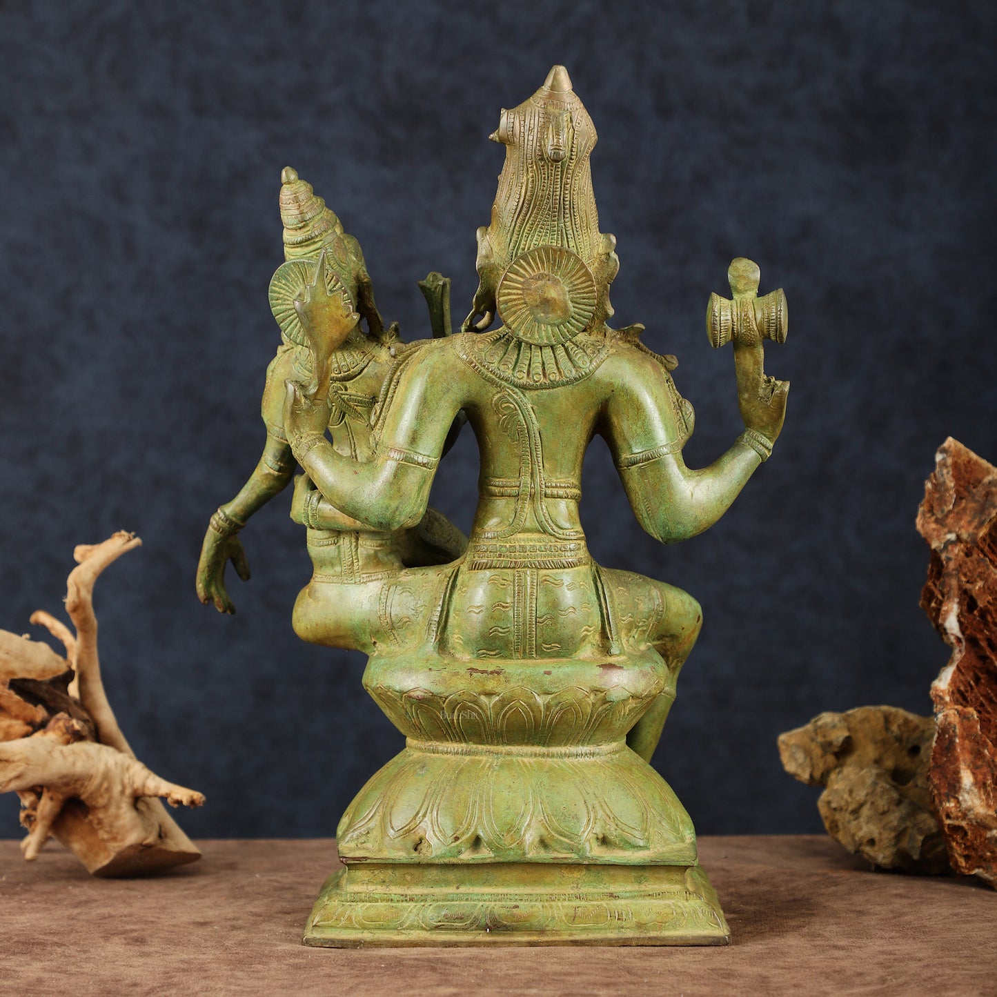 Vintage Brass Lord Shiva and Goddess Parvati Idol - 15" Height