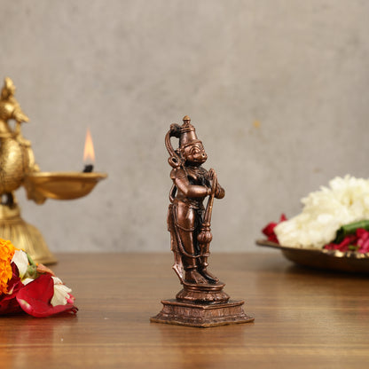 Pure Copper Anjaneya Hanuman Standing Namaskar Idol - 4 in Height