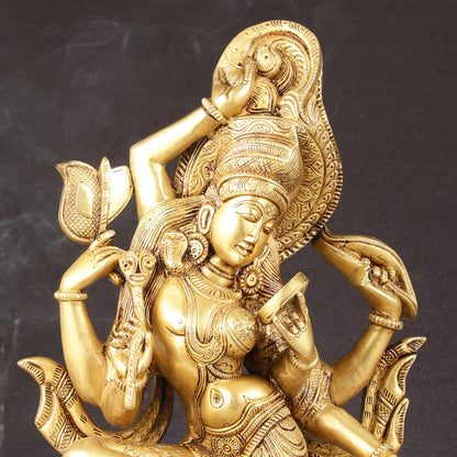 Sacred Pure Brass Dancing Ardhanarishwara Statue | Shiv Shakti as One | 16.5"