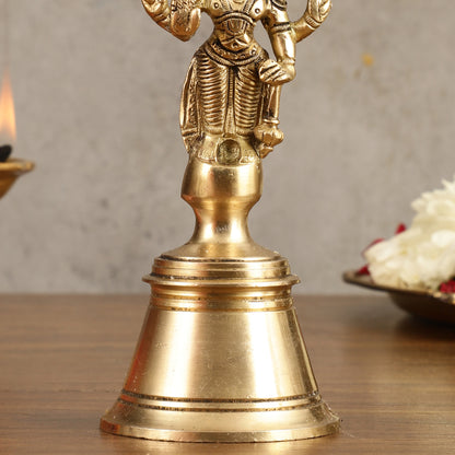 Pure Brass Lord Vishnu Hand Bell - 6.5 in Height