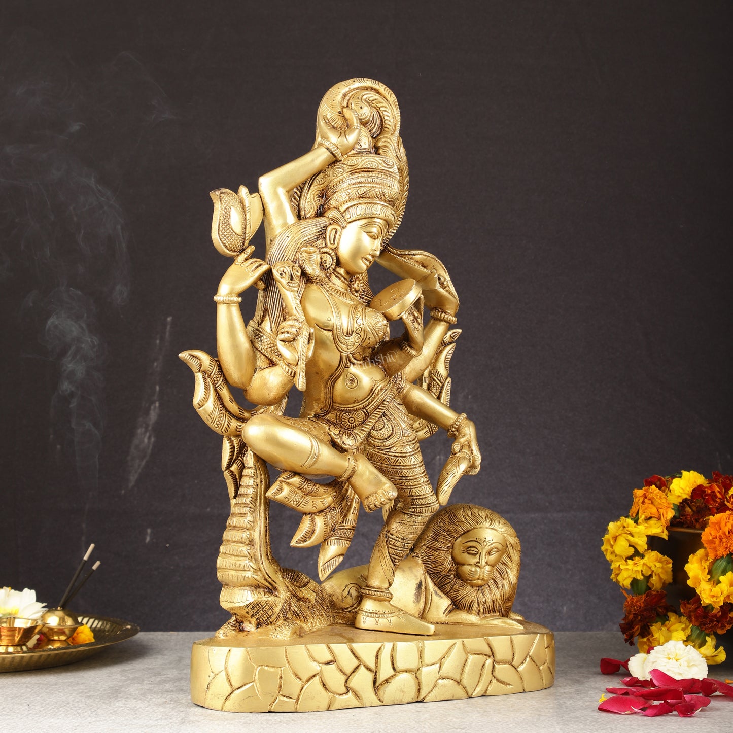 Sacred Pure Brass Dancing Ardhanarishwara Statue | Shiv Shakti as One | 16.5"