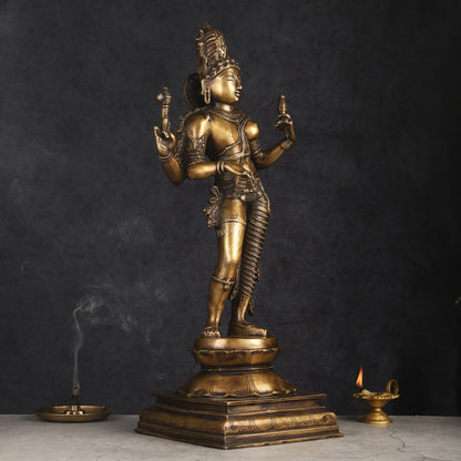 Antique Touch Ardhanareshwara Shiv Parvati Brass Idol 23"