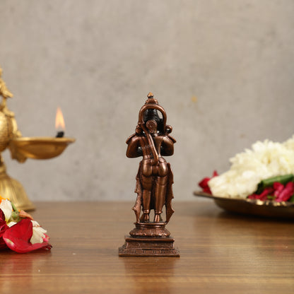 Pure Copper Anjaneya Hanuman Standing Namaskar Idol - 4 in Height