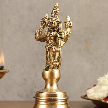 Pure Brass Lord Vishnu Hand Bell - 6.5 in Height