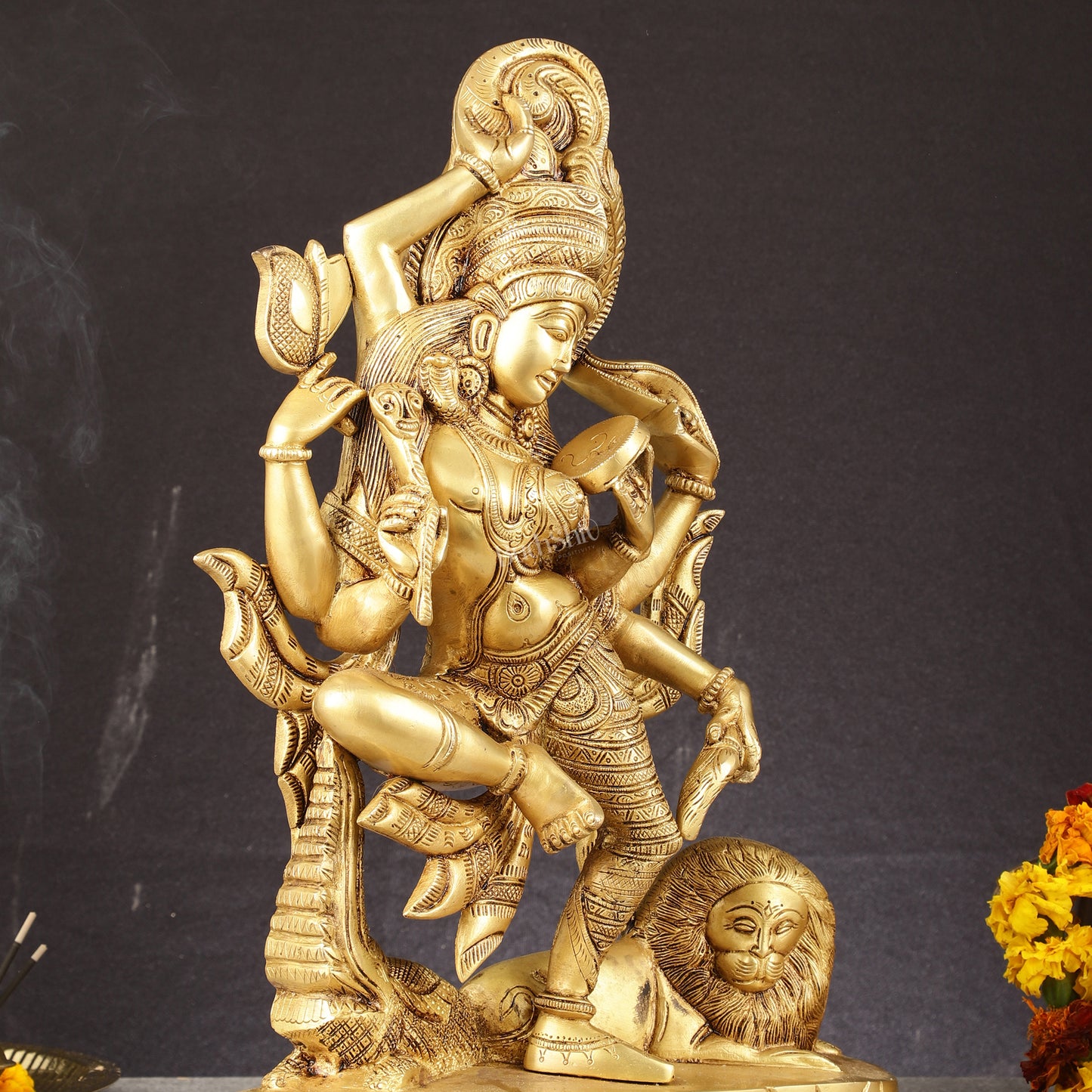 Sacred Pure Brass Dancing Ardhanarishwara Statue | Shiv Shakti as One | 16.5"