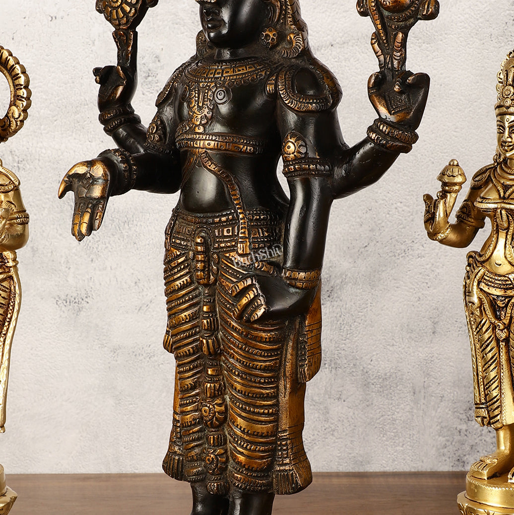 Brass Superfine Handcrafted Idols of Tirupati Balaji , Bhudevi, and Sridevi 18"