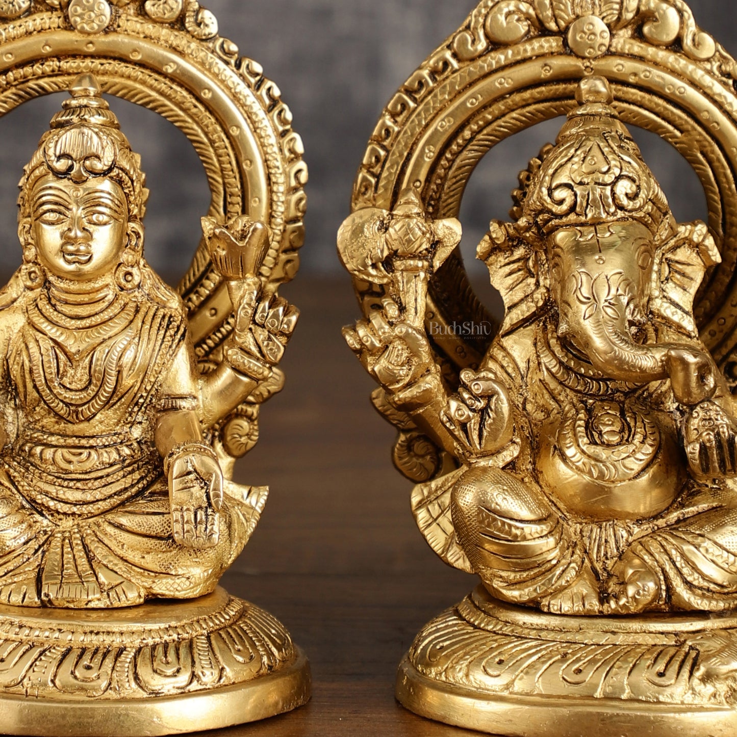 Superfine Brass Ganesh Lakshmi Idol Pair | 5.5 Inch Height