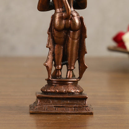 Pure Copper Anjaneya Hanuman Standing Namaskar Idol - 4 in Height