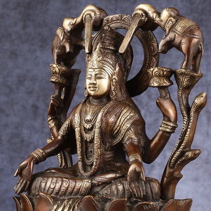 Pure Brass Goddess Gajalakshmi Idol - Double Chola Finish | 12"