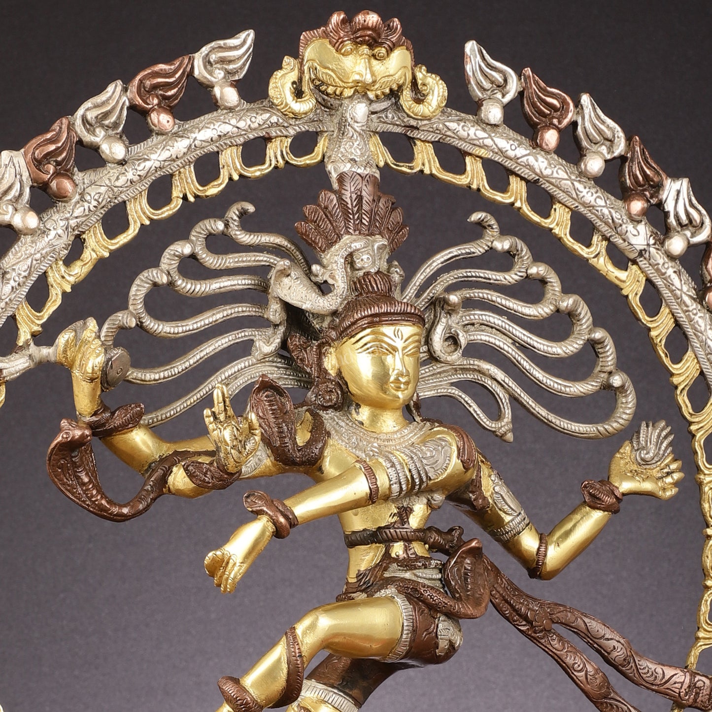 Brass Nataraja Statue with Om Three-Tone Finish - 20 Inch Sculpture