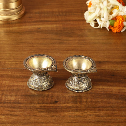 Brass Small Diyas for Home Temple Pair | 1.5 Inch Height