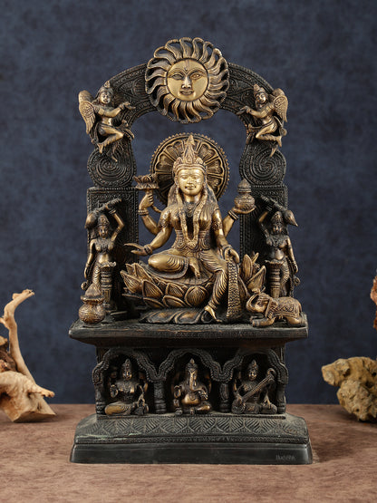 Brass Lord Ganesha and Goddess Lakshmi Statue Pair – 20" Height, Antique Chola Style, Dual-Tone Finish