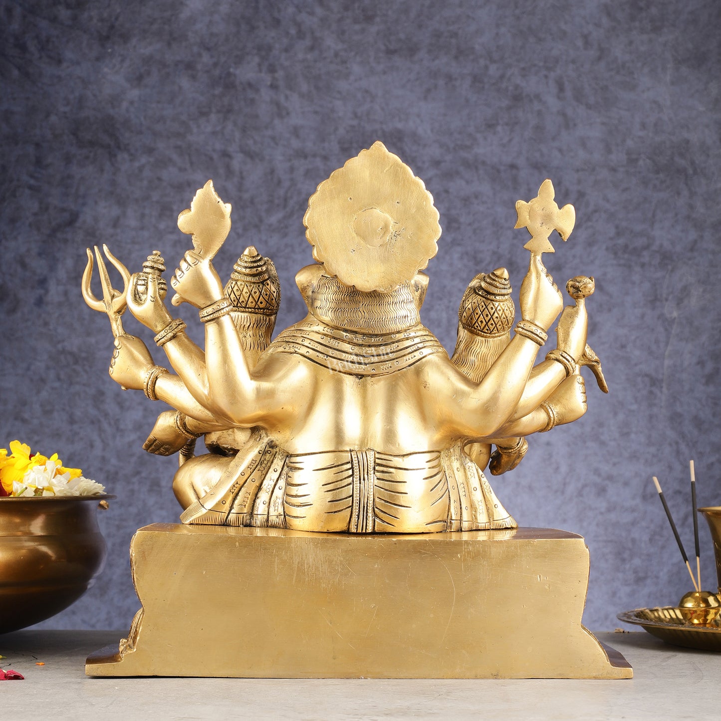 Pure Brass large Lord Ganesha with riddhi siddhi statue 13.5 inch