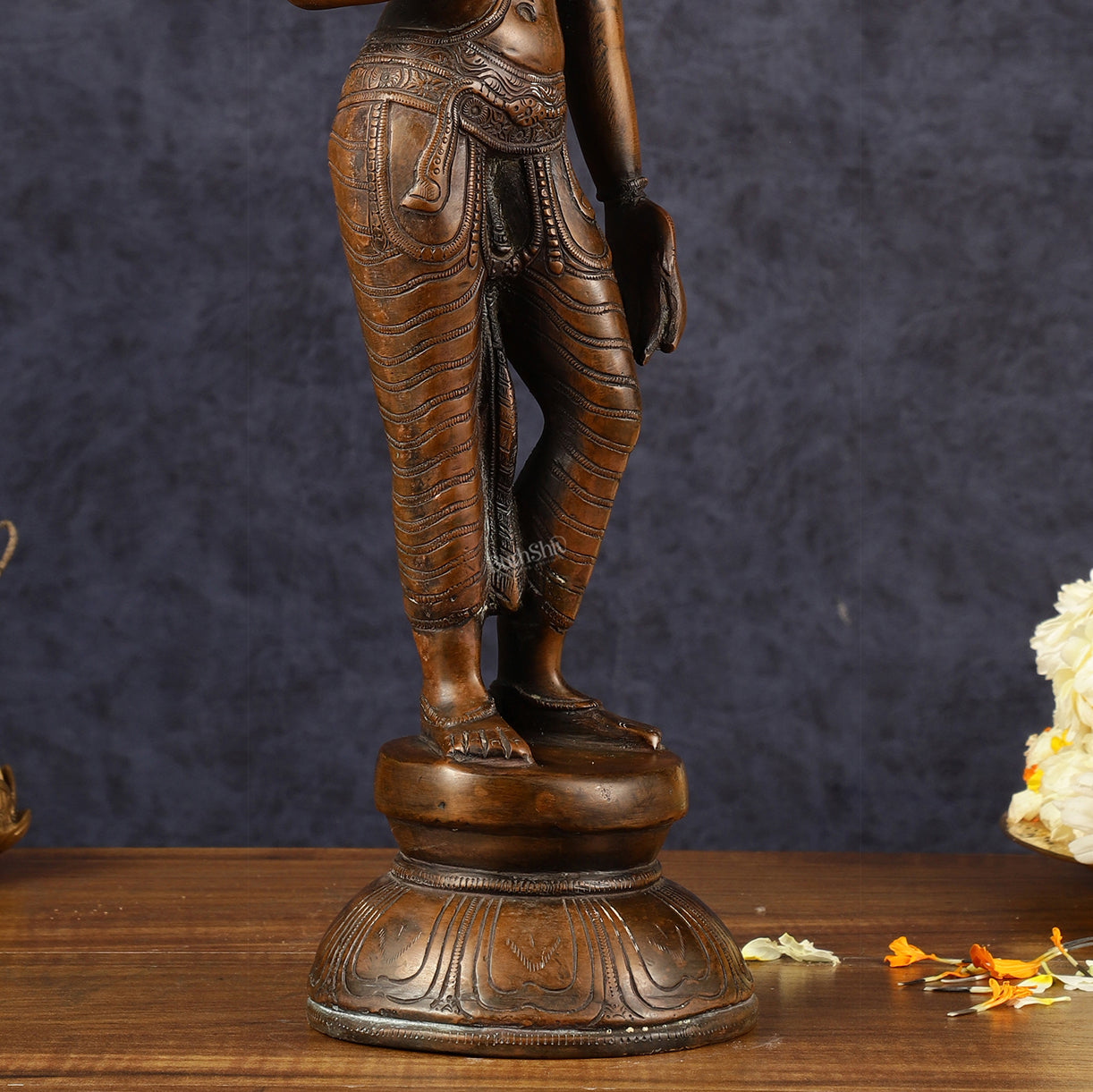 Pure Brass Standing Uma Parvati Idol with Chola Finish 18 inch