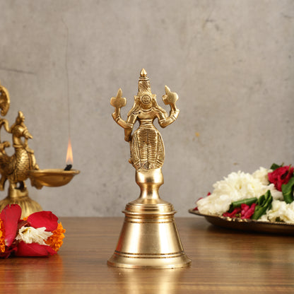 Pure Brass Lord Vishnu Hand Bell - 6.5 in Height