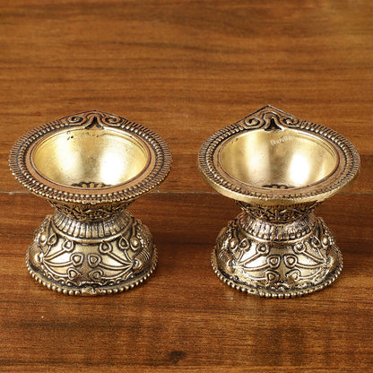 Brass Small Diyas for Home Temple Pair | 1.5 Inch Height