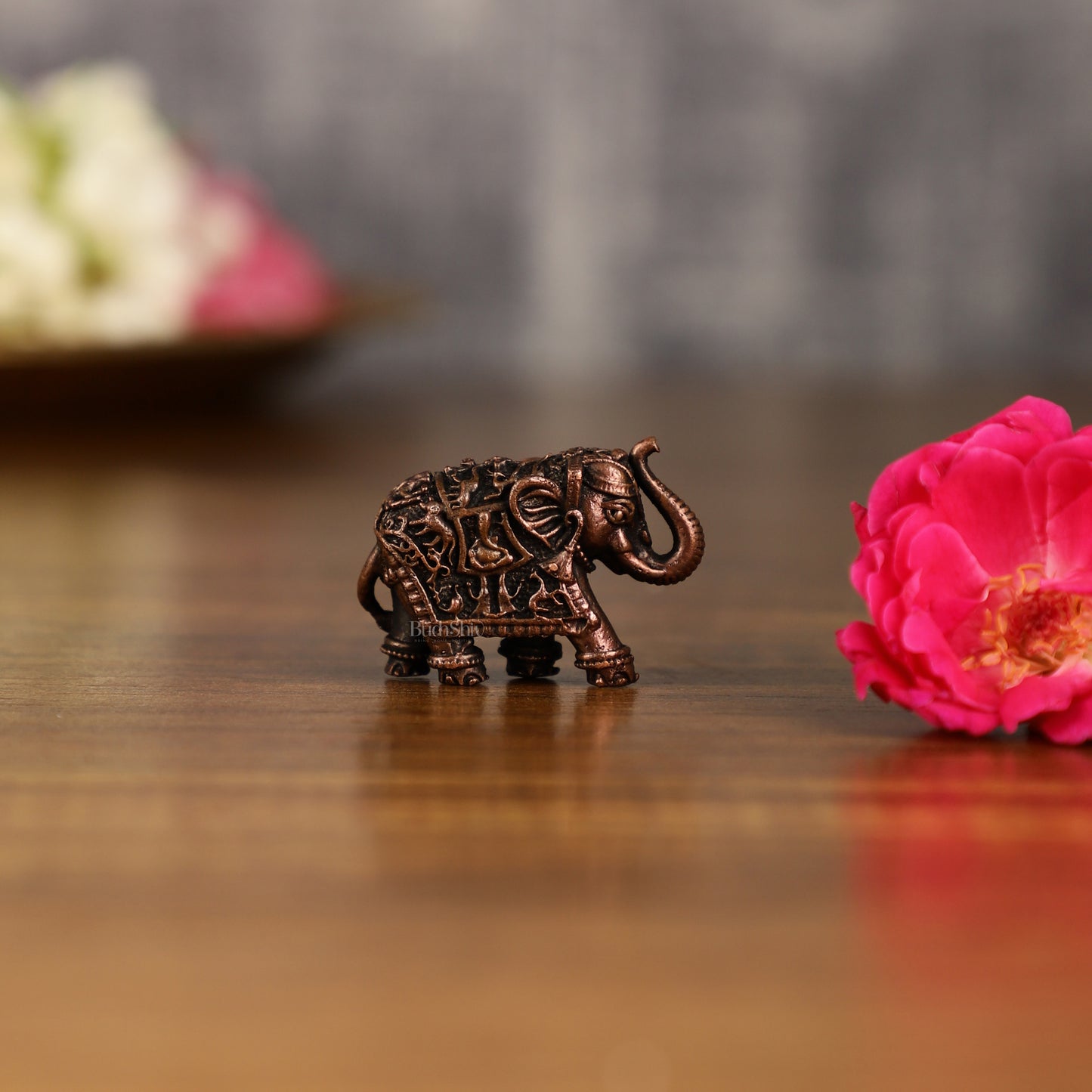 Pure Copper miniature Elephant Idol Pair | 1 Inch Height |