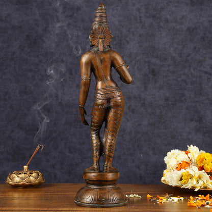 Pure Brass Standing Uma Parvati Idol with Chola Finish 18 inch