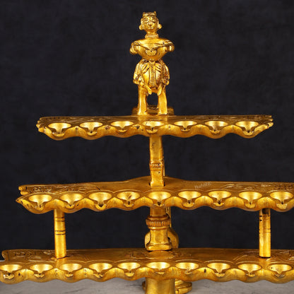 Pure Brass Aarti Diya with Multiple Wicks - Divine Illumination